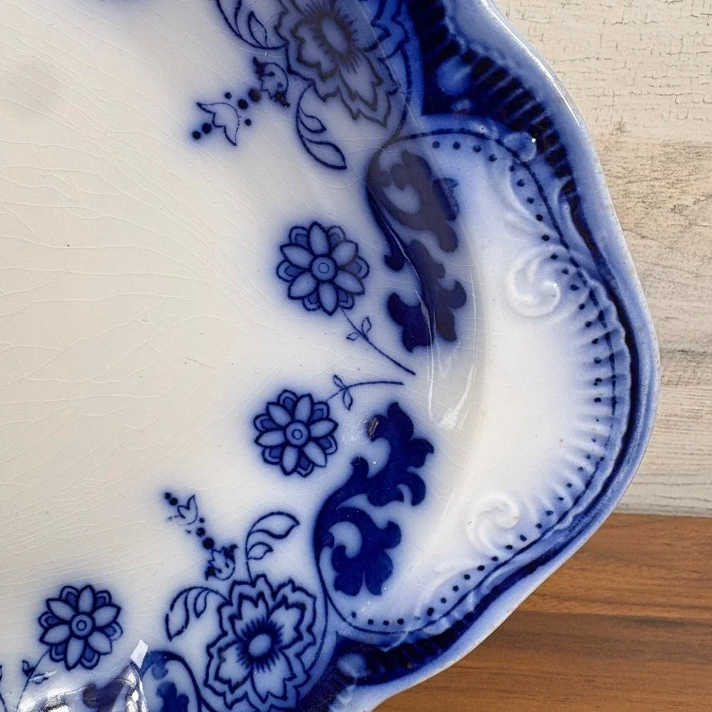 Antique Johnson Brothers Flow Blue Serving Platter 1899 14